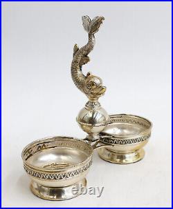 American 925 Sterling Silver Dolphin Open Salt Cellars Retailed Goldie R. Blum