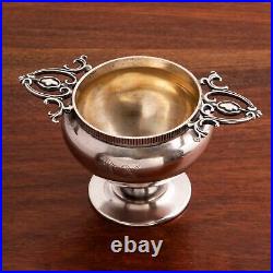 American Classical Coin Silver Salt Cellar Heart Shaped Openwork Handles