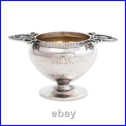 American Classical Coin Silver Salt Cellar Heart Shaped Openwork Handles