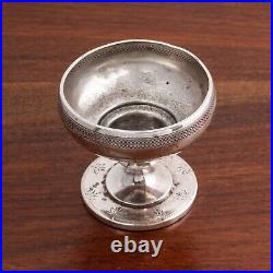 American Neoclassical Coin Silver Footed Salt Cellar Hand Chased Monogram Ehd