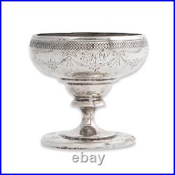 American Neoclassical Coin Silver Footed Salt Cellar Hand Chased Monogram Ehd