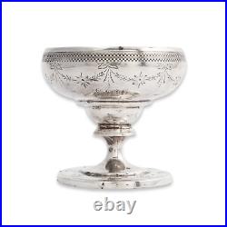 American Neoclassical Coin Silver Footed Salt Cellar Hand Chased Monogram Ehd