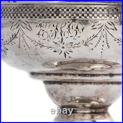 American Neoclassical Coin Silver Footed Salt Cellar Hand Chased Monogram Ehd