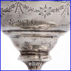 American Neoclassical Coin Silver Footed Salt Cellar Hand Chased Monogram Ehd