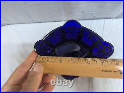 Ant. Master Salt Cellar 800 SILVER Cobalt Glass Liner Drape SWAGS Laurel Wreaths