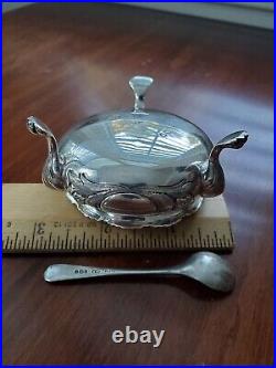 Antique 1868 English Sterling Silver Salt Cellar Bowl and Spoon 76g No Mono