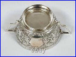 Antique 1874 Pair Martin & Hall & Co Sterling Silver Salt Cellars In Box & Spoon