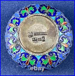 Antique 1885 Imperial Russian 88 Silver Enamel Salt Cellar by Ivan Khlebnikov