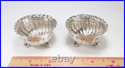 Antique 1890 Pair Nathan & Hayes England Sterling Silver Open Salt Cellars Dips