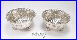 Antique 1890 Pair Nathan & Hayes England Sterling Silver Open Salt Cellars Dips