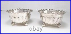 Antique 1890 Pair Nathan & Hayes England Sterling Silver Open Salt Cellars Dips