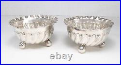 Antique 1890 Pair Nathan & Hayes England Sterling Silver Open Salt Cellars Dips