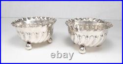 Antique 1890 Pair Nathan & Hayes England Sterling Silver Open Salt Cellars Dips