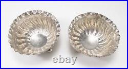 Antique 1890 Pair Nathan & Hayes England Sterling Silver Open Salt Cellars Dips