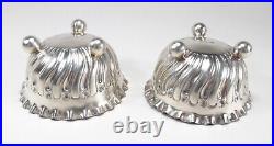 Antique 1890 Pair Nathan & Hayes England Sterling Silver Open Salt Cellars Dips