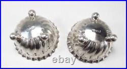 Antique 1890 Pair Nathan & Hayes England Sterling Silver Open Salt Cellars Dips