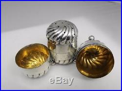 Antique 1895 Solid Silver Hirons And Plante Salt And Pepper Cellars Shakers