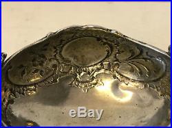 Antique 18th / 19th Cent. English Sterling Silver Repousse Open Salt Cellar Dish