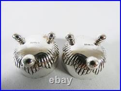 Antique 1900 German Solid Silver Pair of Salt Cellars Dishes Glass Liners Lot