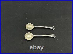 Antique 1910 Israel Sigmund Greenberg Sterling Silver Open Salt Cellars & Spoons