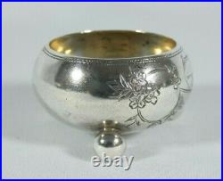 Antique 1920's Russian 84 Solid Silver Salt Cellar Dish Bowl Cruet Gilt Sterling