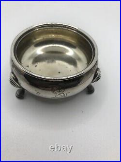 Antique 1938 English Sterling Silver Open Salt Cellar By Peter Guille