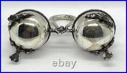 Antique 19c Germany Marked 800 Silver Footed Double Open Salt Cellar4.1/287g