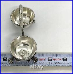 Antique 19c Germany Marked 800 Silver Footed Double Open Salt Cellar4.1/287g