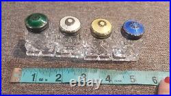 Antique 4 Sterling Silver Colorful Guilloche Shakers Marked Sterling Norway