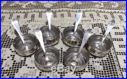 Antique (6) J. H. Sterling Salt Cellars With Matching Spoons