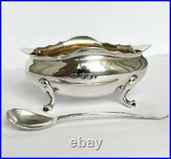 Antique 925 Silver Salt Mustard Cellar & Spoon / Sheffield 1897 / 46g