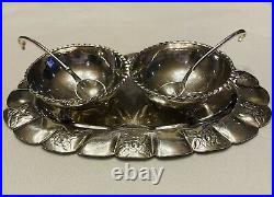 Antique A. Ceron Sterling Salt Cellar Set From Mexico