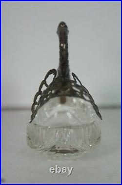 Antique Albert Bodemer Sterling Silver Crystal Swan Cherub Salt Cellar Dish 5