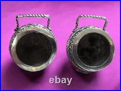 Antique Anglo Indian Silver Salts. Kashmir And Cutch Style Decoration. 1890