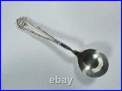 Antique Art Deco 1936 Sterling Silver Salt Cellar Spoon Dish Blue Glass Liner