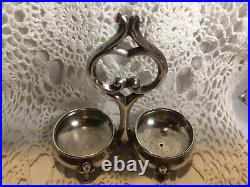 Antique Austria 800 Silver Double Master Salt Dip Cellar Dish WithHandle Austrian