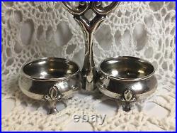 Antique Austria 800 Silver Double Master Salt Dip Cellar Dish WithHandle Austrian