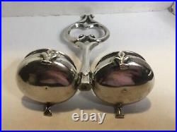 Antique Austria 800 Silver Double Master Salt Dip Cellar Dish WithHandle Austrian