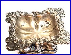 Antique Austro-Hungarian 13 silver rectangular footed Salt Cellar Vienna