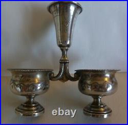 Antique Austro Hungarian 800 Silver Double Open Salt Cellar & Toothpick Holder
