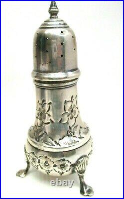 Antique B and M Sterling Silver Pepper Shaker and Salt Dish #43 Hand Chased