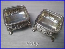 Antique Bigelow Kennard & Co. Repousse Sterling Silver Footed Salt Cellars #5