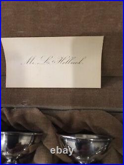 Antique Boxed Set Of 6 Sterling Silver Salt Cellars, Pepper Shakers & Salt Spoon