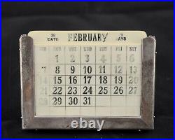Antique C. 1912 Chester Sterling Silver 925 and timber Perpetual Desk Calendar