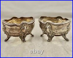 Antique C. 19th French Sterling Silver salt/pepper condiment cellars or bowls