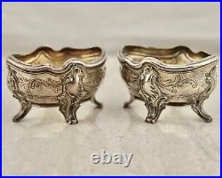 Antique C. 19th French Sterling Silver salt/pepper condiment cellars or bowls