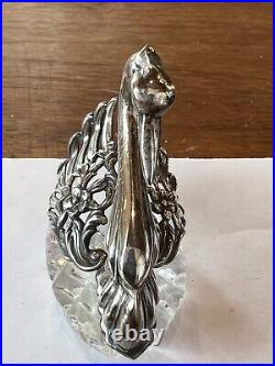 Antique CAMUSSO Sterling Swan Salt Cellar Tray Spoon Hinged Wings Pristine