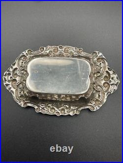 Antique Cased Sterling Silver Cobalt Blue Condiment Set, Birmingham 1901