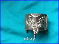 Antique Chinese Silver 19thC HUNG CHONG Apple Blossom Footed Open Salt Cellar