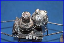 Antique Chinese Sterling Silver Wai Kee Cady WithBasket Salt Cellar & Lid